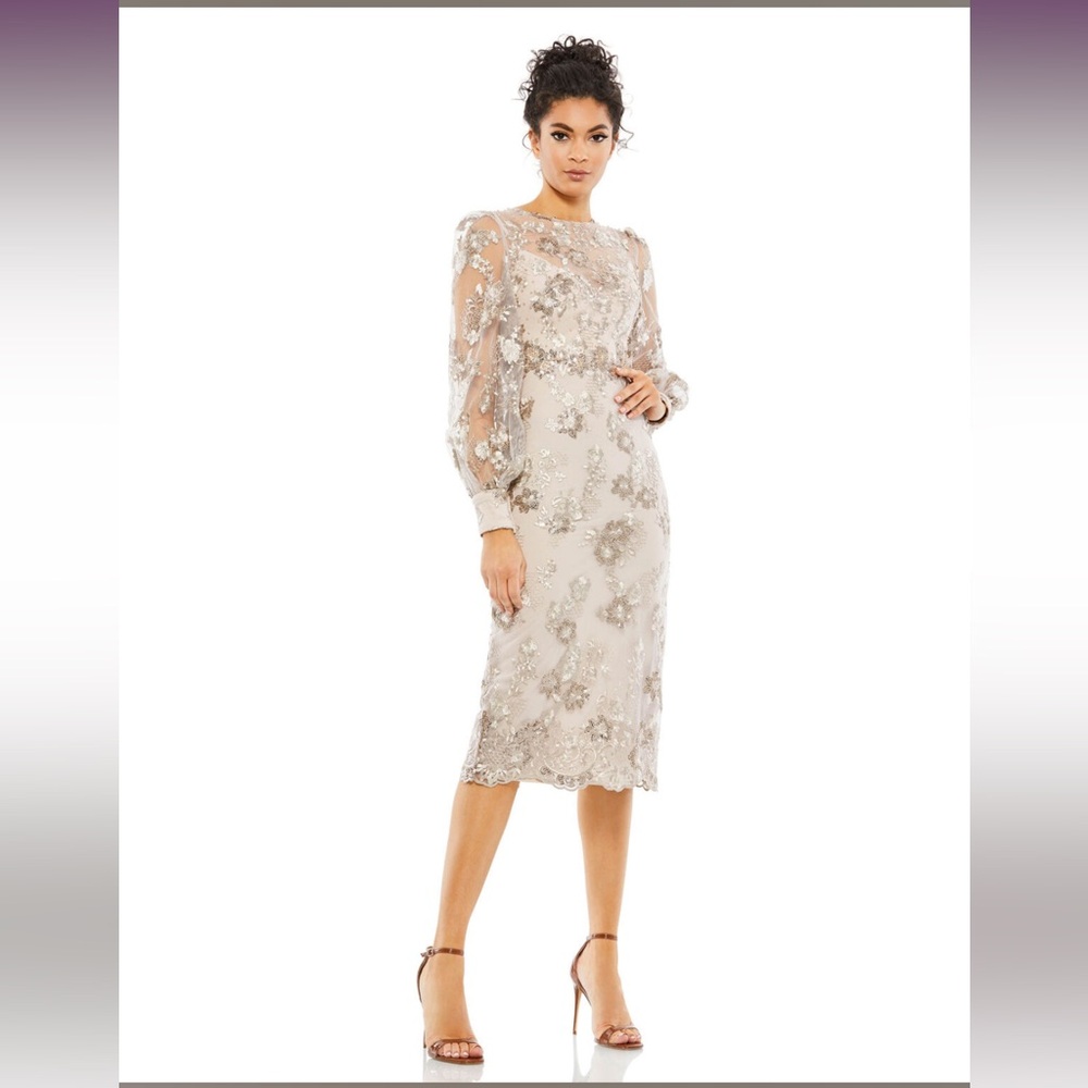 Mac Duggal mocha dress size 6 new with tags